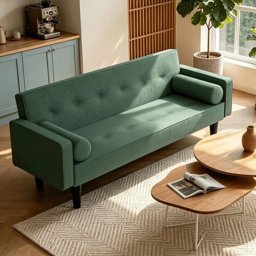 Dark green velvet sofa - green, bed